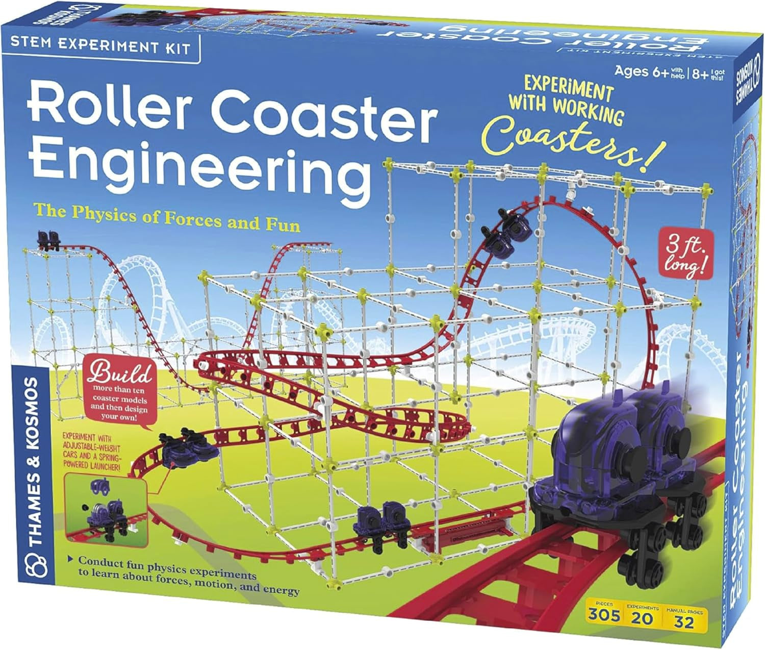Thames & Kosmos Roller Coaster Engineering STEM Kit | Design, Construct, and Experiment with Functional Roller Coaster Models | Explore Physics, Forces, Motion, Energy, Velocity, and More | Overcome Engineering Challenges