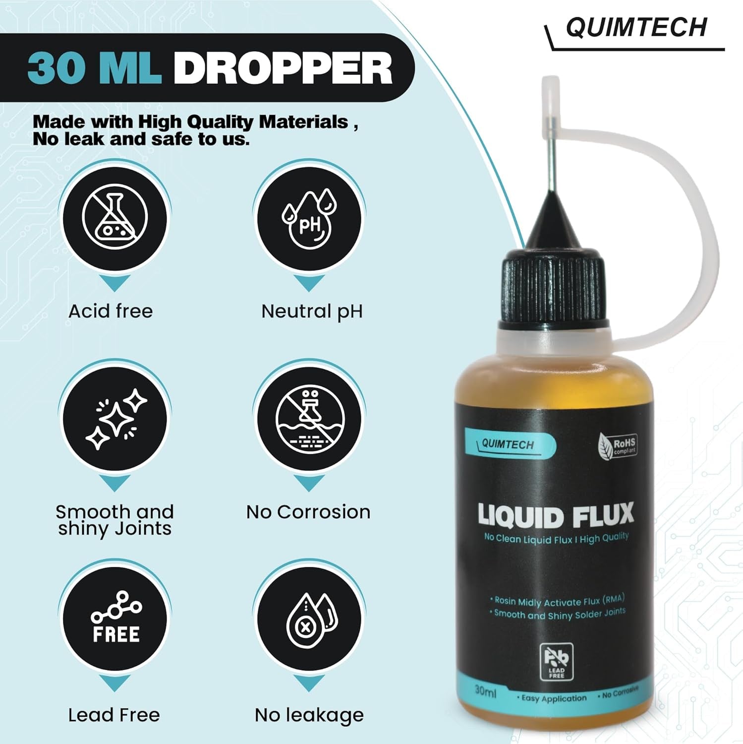 30ml RMA Liquid Solder Flux Dropper - No Clean, Lead-Free Solution for Superior Electronics Soldering
