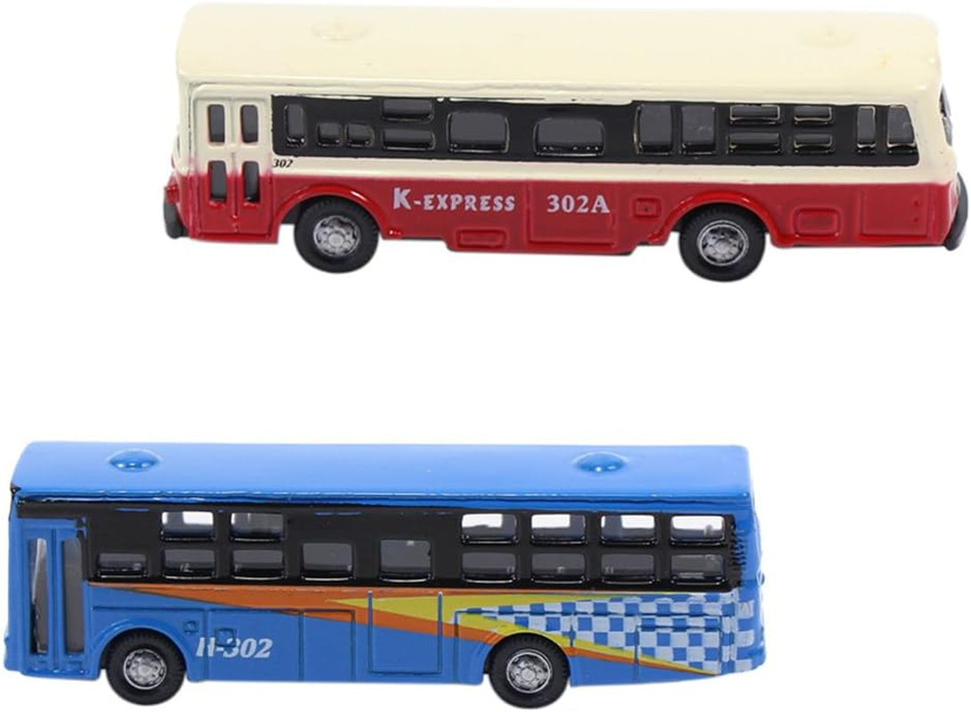 BS150 6-Piece Diecast Model Bus Set, 1:160 N Scale for Streetscape and Railway Scenery Layouts