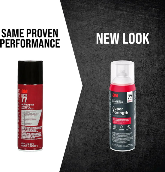 3M Super 77 Multi-Surface Adhesive Spray, 7.35 Oz, Low VOC, Quick Bonding, Fast-Drying, Clear Finish for Diverse Materials (Foil, Foam, Paper, Metal, Plastic, Fabric, Cardboard) - BYMRR Train Store