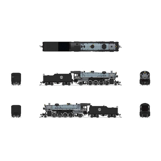 USRA Light Mikado DMIR 1320 model locomotive by BLI Paragon4, detailed N scale US railroad steam engine in green and black colors.