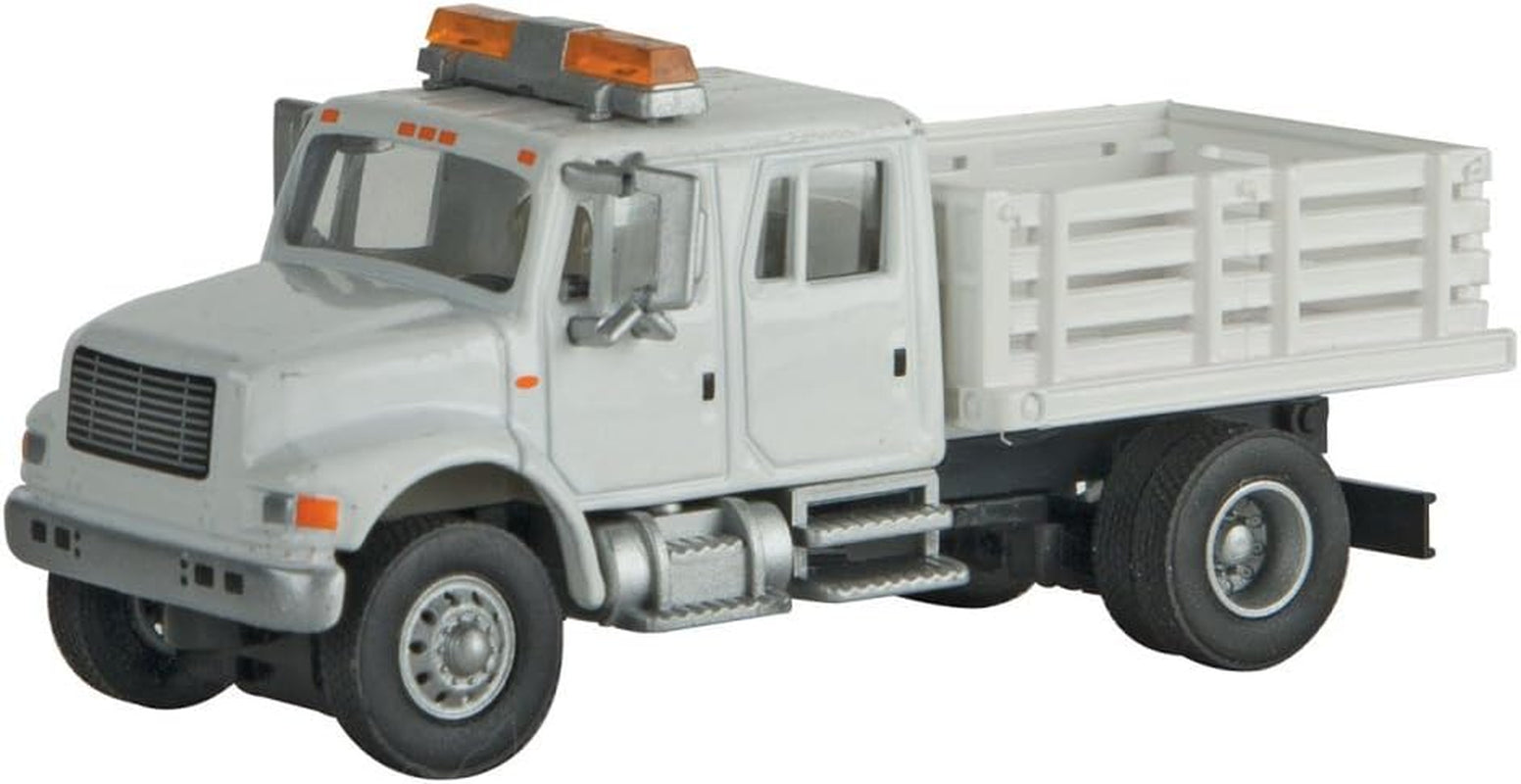 Walthers HO Scale International 4900 Open Stake Bed Truck - White Railroad Maintenance of Way Vehicle