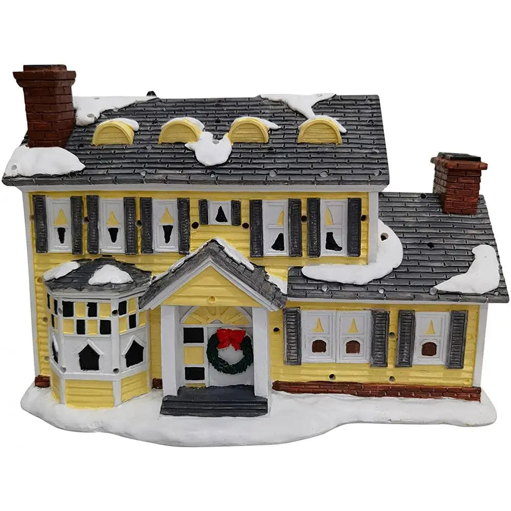 Hand-Painted Resin Lighted Christmas Village House with Vibrant Colors for Office Decor