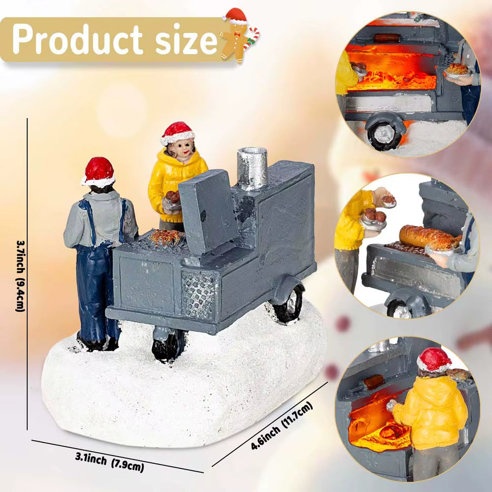 Christmas Village Collectible Figurines with LED Lighting for Elegant Tabletop Display