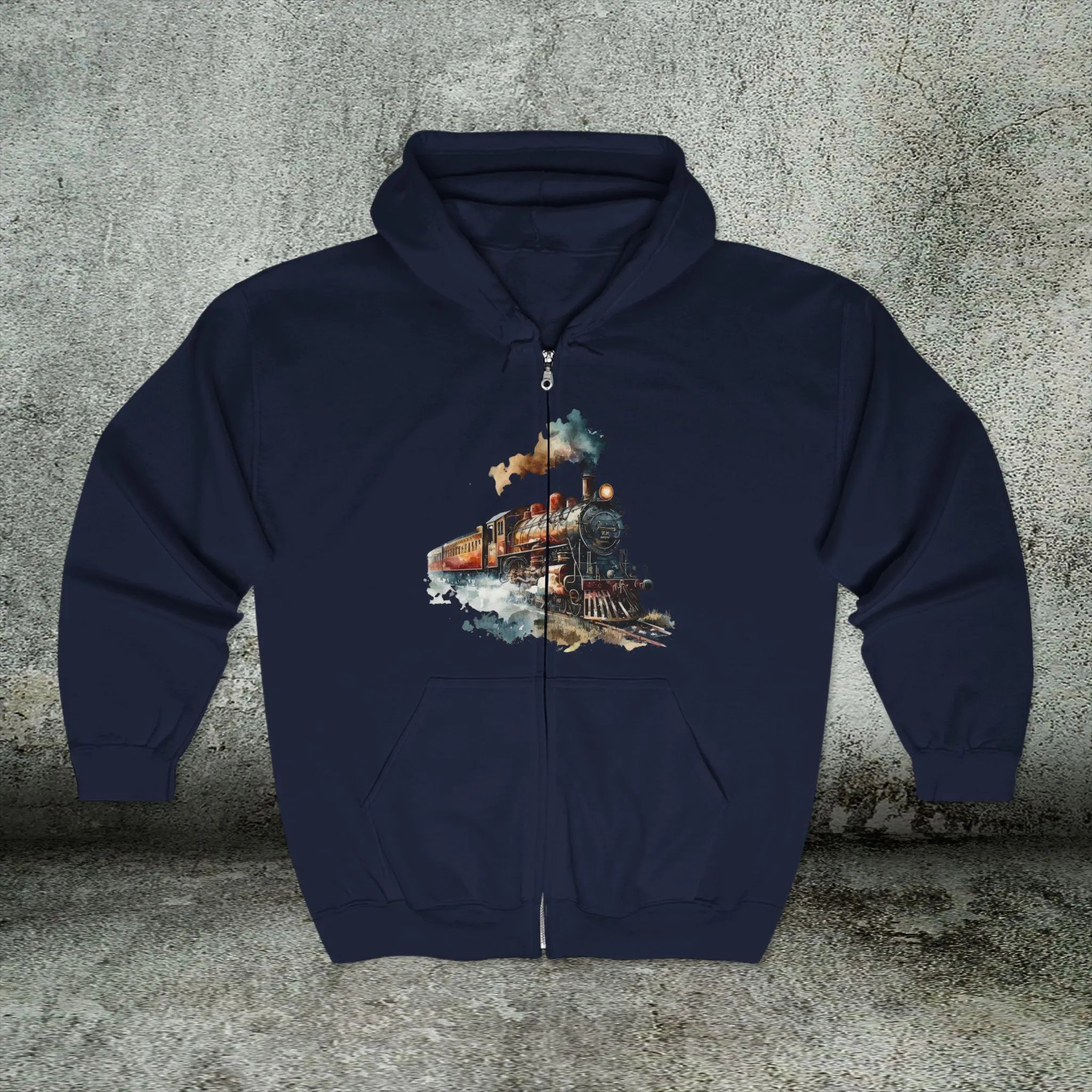 Vintage Steam Train Hoodie - Unisex Watercolor Sweatshirt
