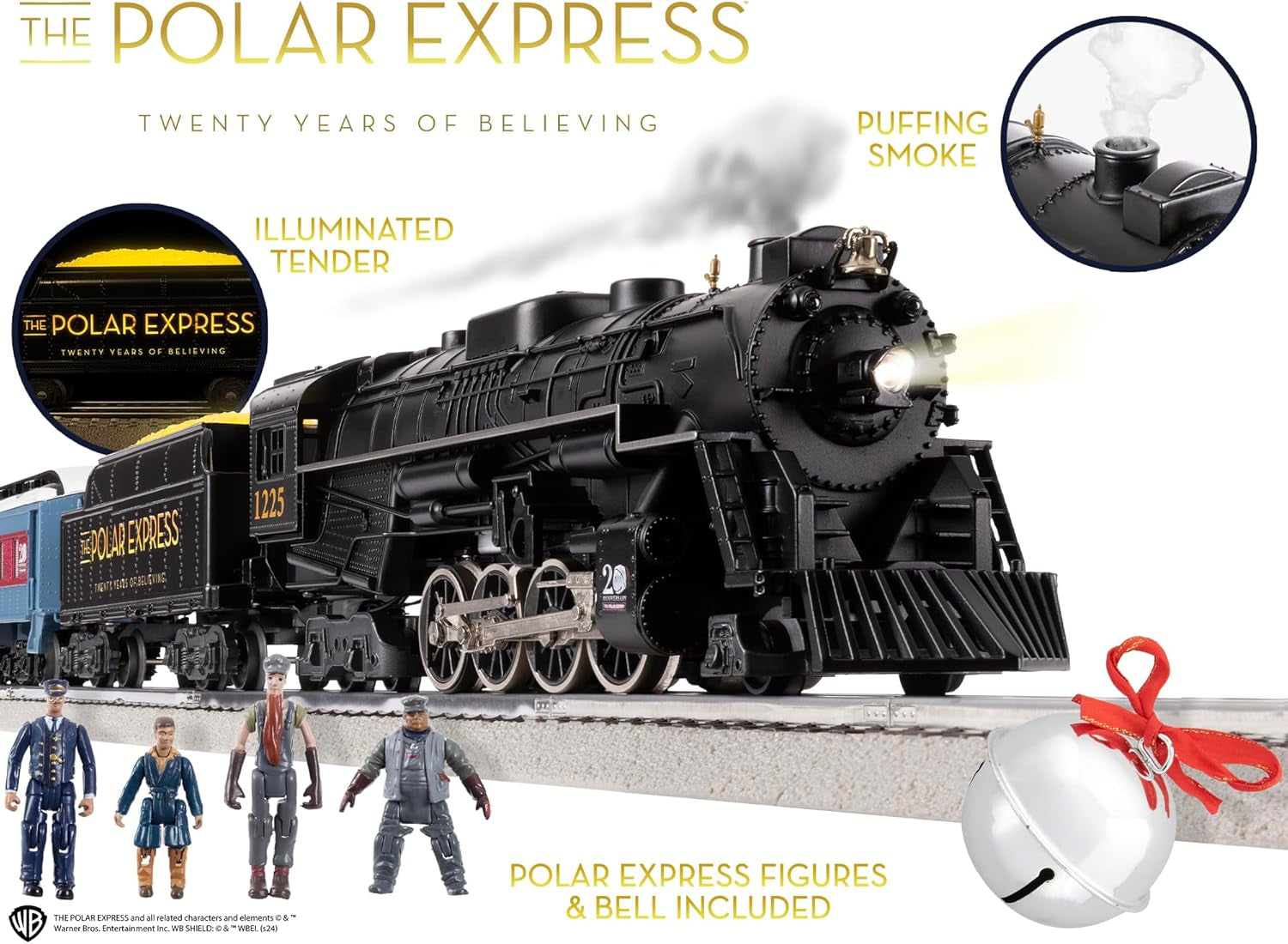 Lionel Polar Express 20th Anniversary Electric O Gauge Bluetooth 5.0 Train Set with Remote Control
