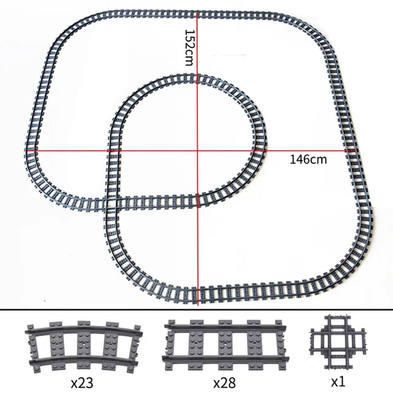 50Pcs/Lot City Trains Train Track Rail Straight Rails Technical Building Blocks Set Bricks Model Kids Classic Toys for Children