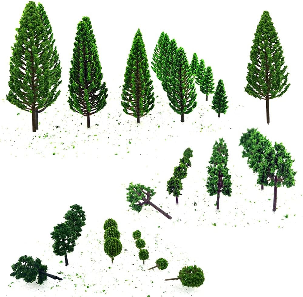 40-Piece Miniature Trees and Bushes Set for Dioramas and Scenic Models in Woodland and Railroad Architecture