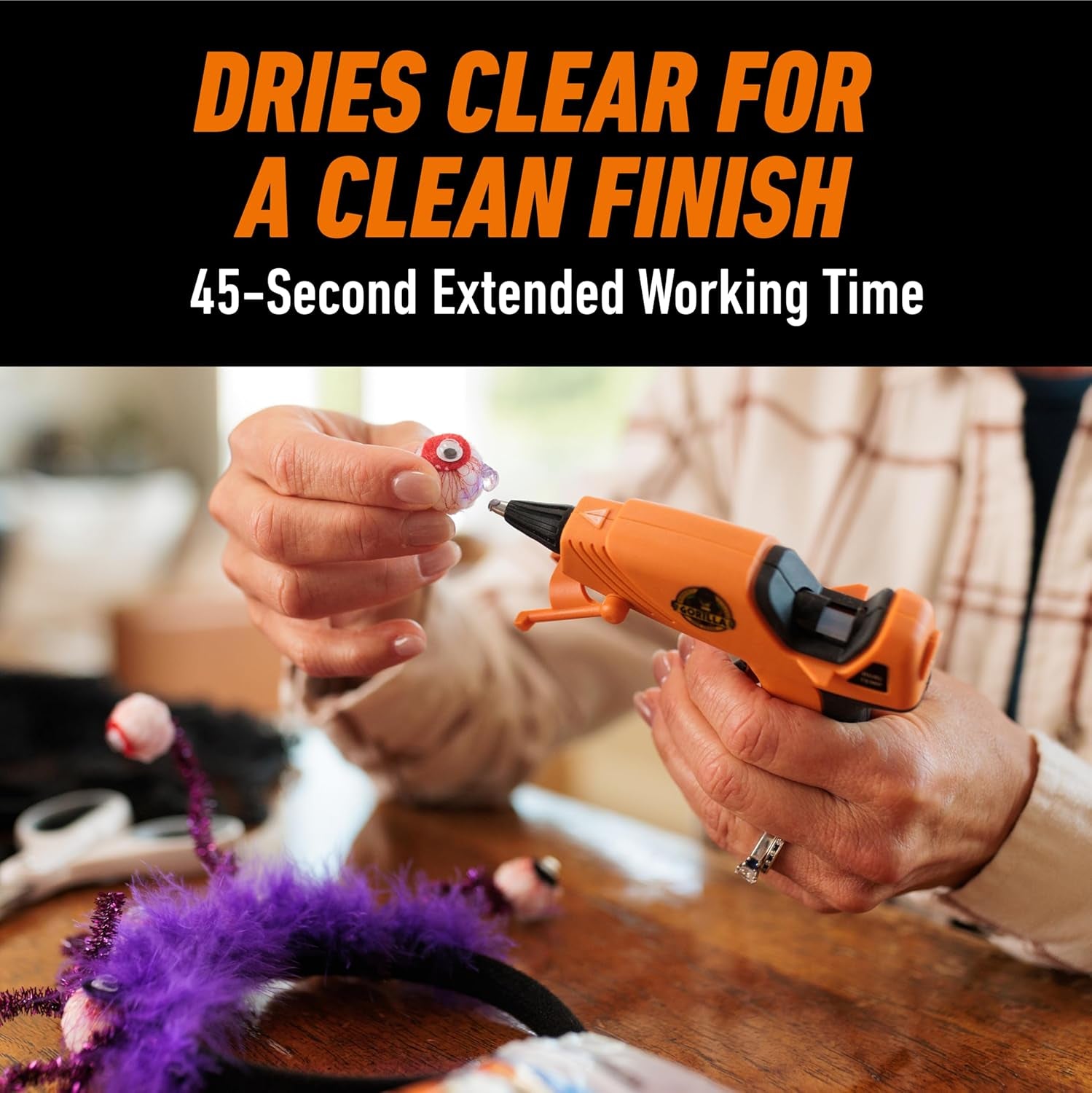 Gorilla Mini Hot Glue Gun Kit - Includes 1 Mini Hot Glue Gun and 30 Glue Sticks, Dual Temperature, Precision Nozzle, Easy Squeeze Trigger