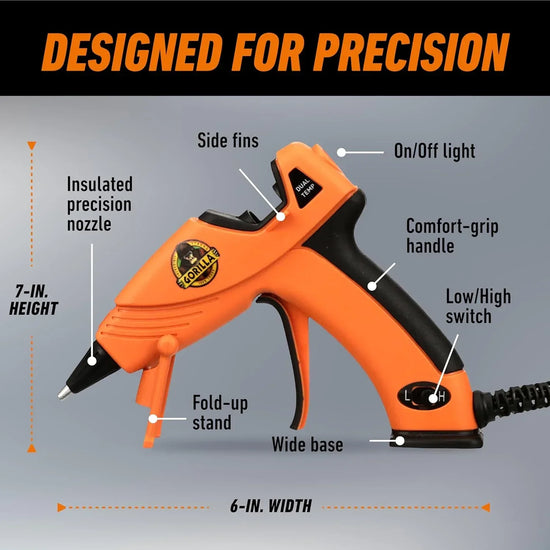 Gorilla Mini Hot Glue Gun Kit with 30 Glue Sticks, Dual Temperature Settings, Precision Nozzle, and Easy Squeeze Trigger - BYMRR Train Store