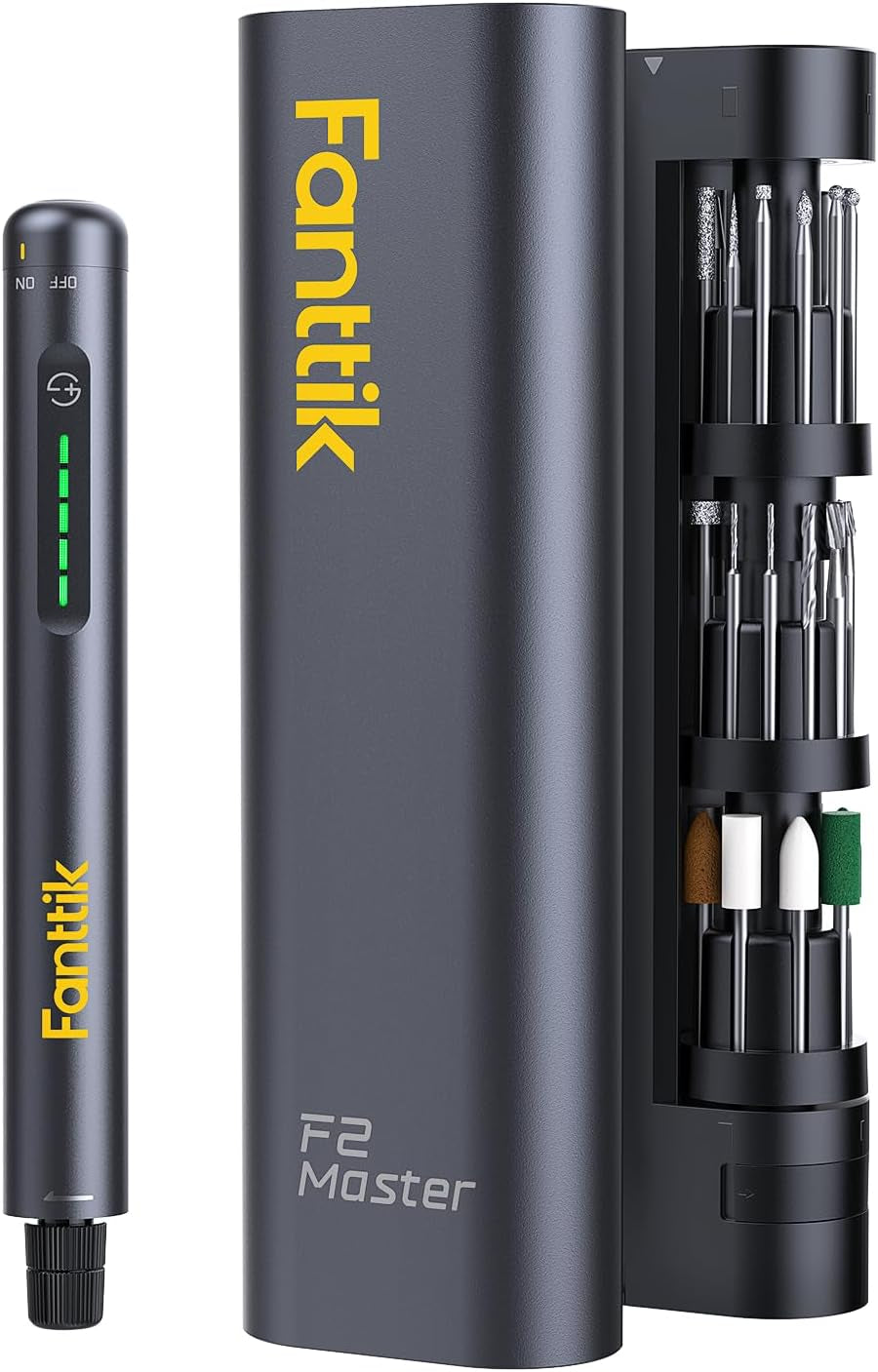 Fanttik F2 Master Mini Cordless Rotary Tool Kit, Neopulse Motor, 5 Variable Speed, 25000 RPM, Revostor Hub, 35 Accessories, for 3D Printer Sanding, Polishing, Drilling, Carving, DIY Crafts