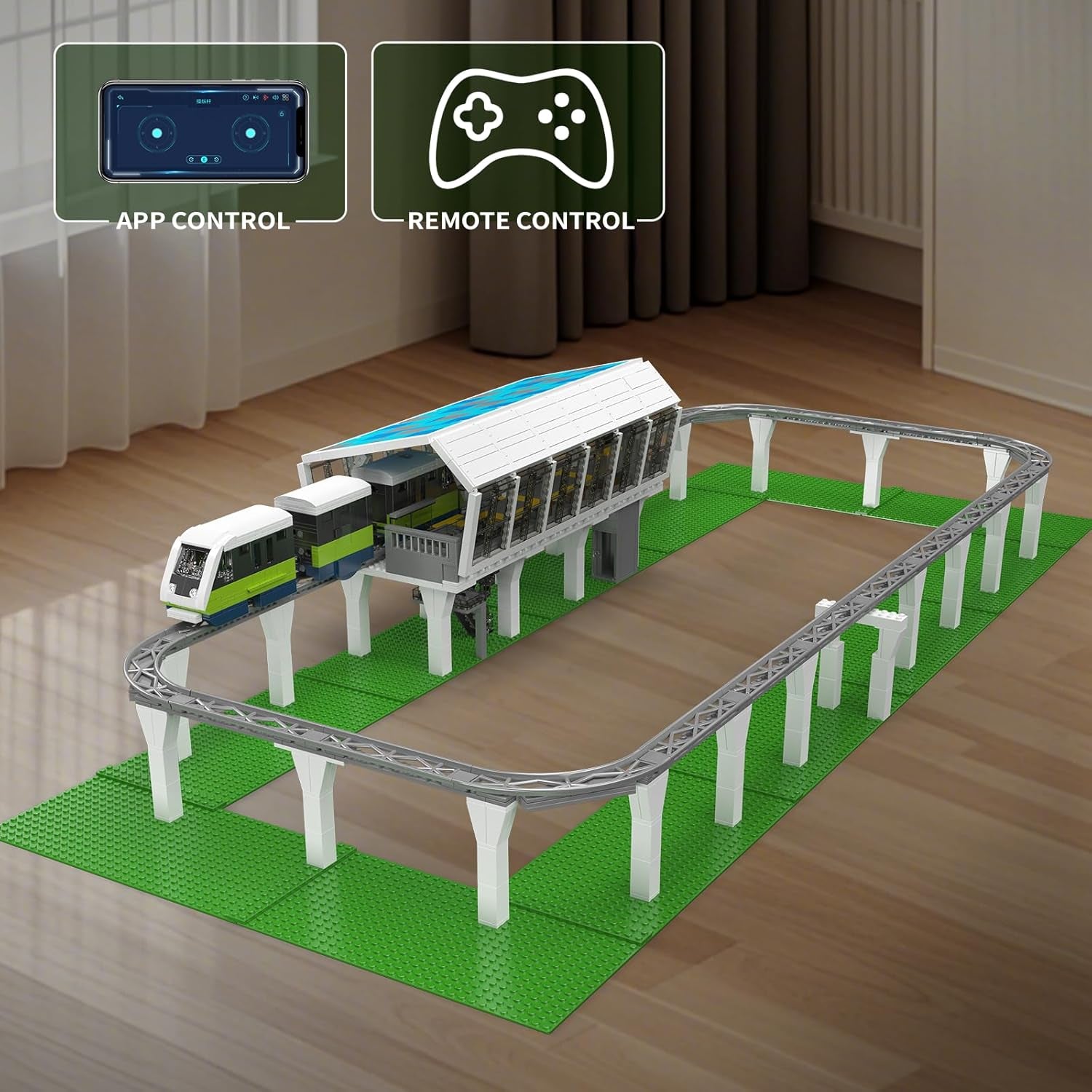 Mould King 12040 Express Train Model Kit - 1,957+ Piece App/Remote Controlled Locomotive Building Set with Track - Construction Toy for Collectors and Enthusiasts of All Ages