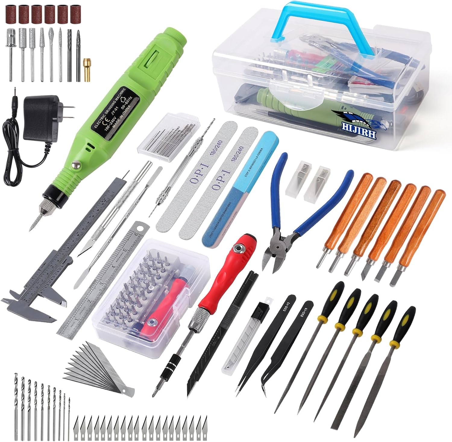 108 Pcs Pro Grade for Model Tool Kits,Hobby Tool Sets,Lncluding Electric Polishing Machine & Tool Box,For Gundam Model Kits,Basic Model Building,Repairing and Remove,Art and Crafts Etc