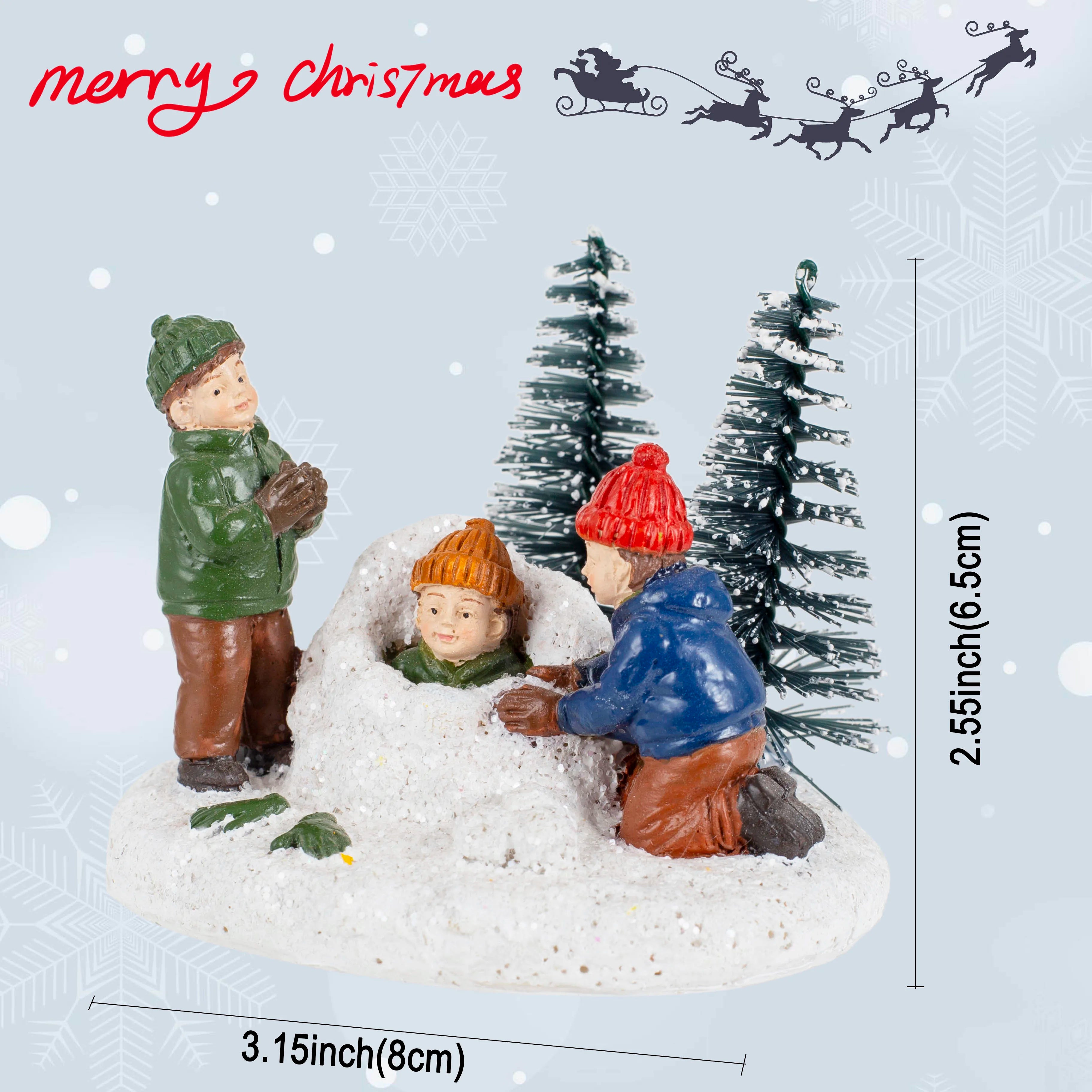 Christmas Village Accessory Set - Collectible Figurines of Children for Scene Decoration and Holiday Home Decor