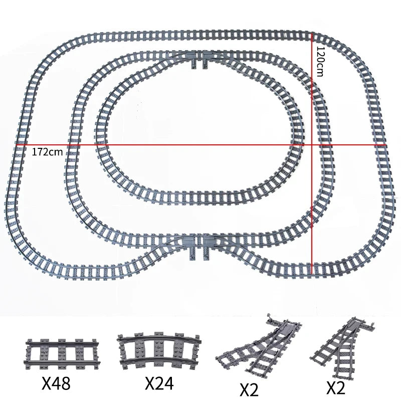 City High-Tech Trains Flexible Tracks Forked Straight Curved Rails Crossing Switch Building Block Bricks Creative Toys for Kids