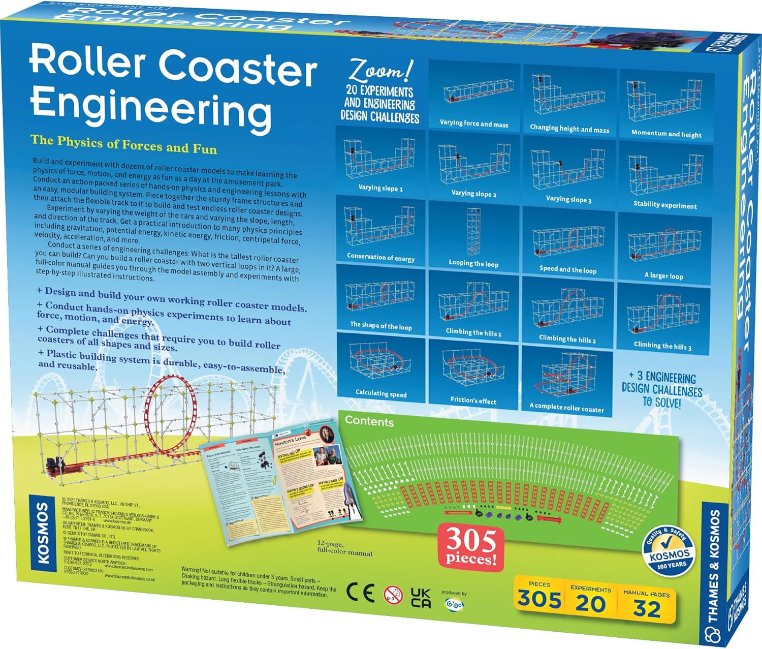 Thames & Kosmos Roller Coaster Engineering STEM Kit | Design, Construct, and Experiment with Functional Roller Coaster Models | Explore Physics, Forces, Motion, Energy, Velocity, and More | Overcome Engineering Challenges