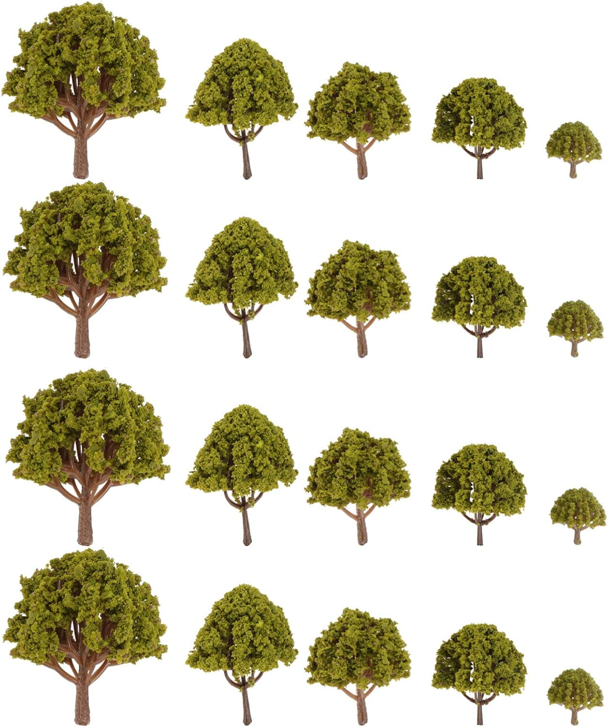Angoily 20-Piece Mixed Model Trees Set, Miniature Yellow Landscape Props for N Scale Model Trains and Fairy Gardens