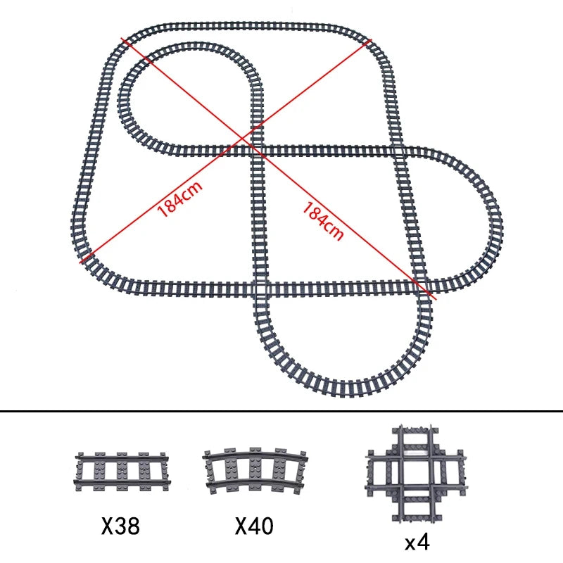 City High-Tech Trains Flexible Tracks Forked Straight Curved Rails Crossing Switch Building Block Bricks Creative Toys for Kids