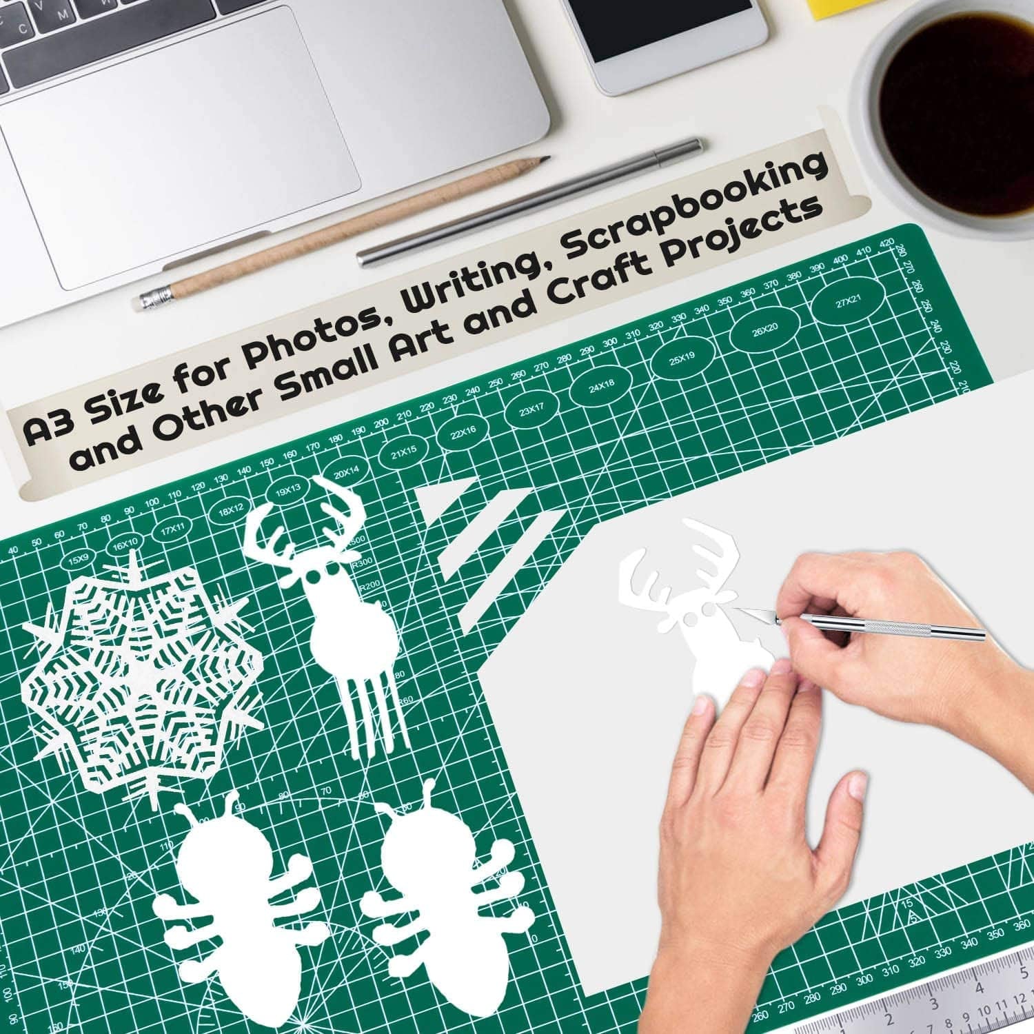 Anezus Self Healing Sewing Mat, 12Inch X 18Inch Rotary Cutting Mat Double Sided 5-Ply Craft Cutting Board for Sewing Crafts Hobby Fabric Precision Scrapbooking Project