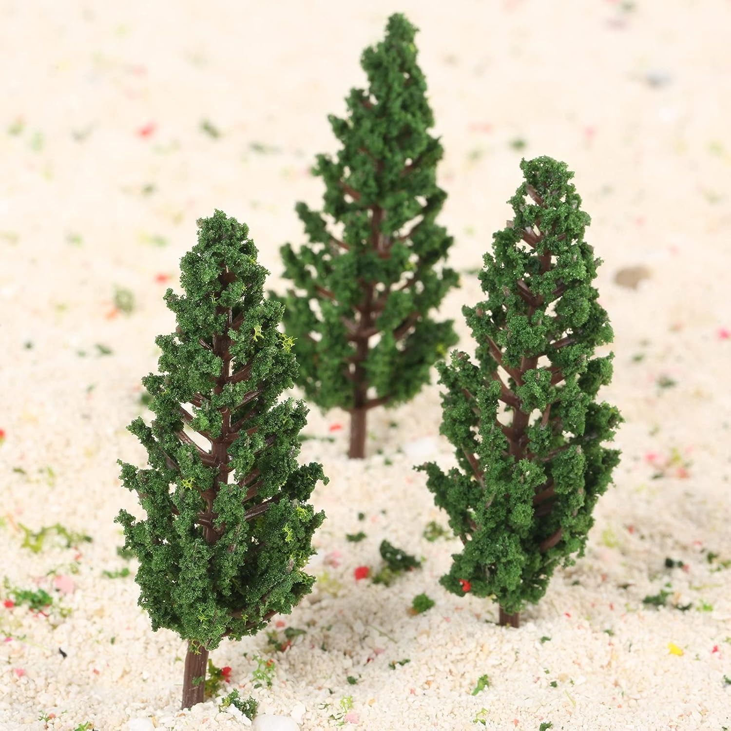 Yetaha 50-Piece River Diorama Model Trees Set, OO/HO Scale Pine and Cedar Trees for Woodland Scenery and Railroad Landscape Architecture