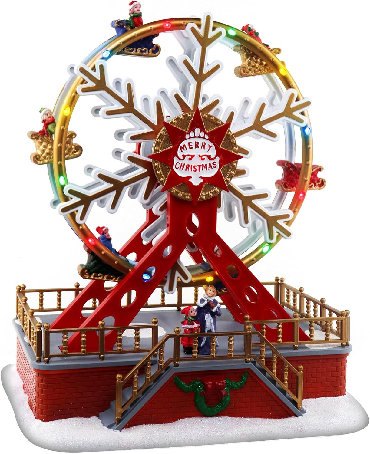Animated Christmas Village Bumper Cars - Illuminated Carnival Display with Musical Features and Moving Vehicles - Perfect for Indoor Holiday Decor and Festive Exhibits