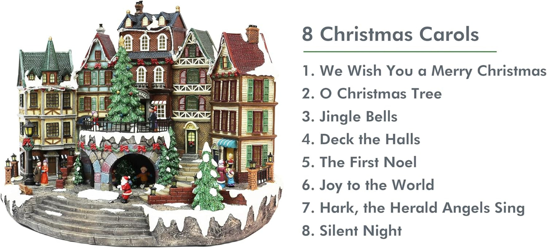 Animated City Hall Village with Rotating Tree & Music