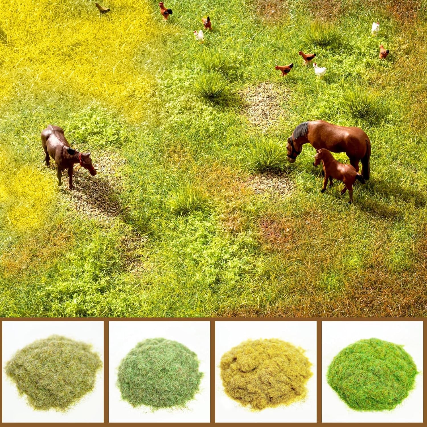 Warmtree 4-Piece Mixed Static Grass Terrain Powder Set for Diorama and Model Landscape Simulation