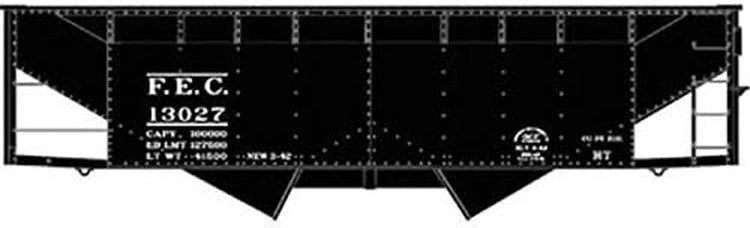 Accurail Offset-Side Twin Hopper Kit for FEC applications, model ACU7731, with detailed model railcar components and markings