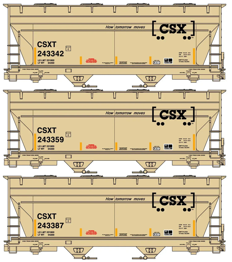 Experience the Future of Freight with the CSX 2-Bay ACF Hopper Three-Car Set - BYMRR Train Store