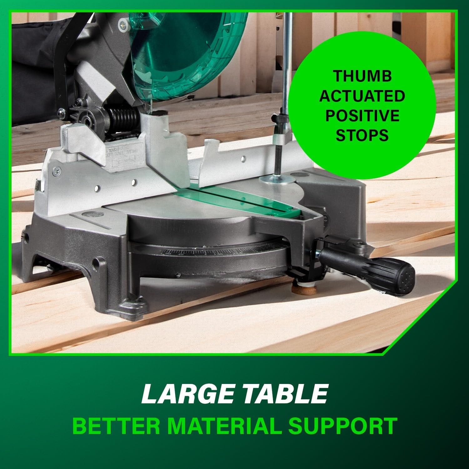 10-Inch Compound Miter Saw with 15-Amp Motor, Precision Miter Angles, Single Bevel 0-45°, 24T TCT Blade, Positive Stops, Lightweight Design, Model C10FCGS