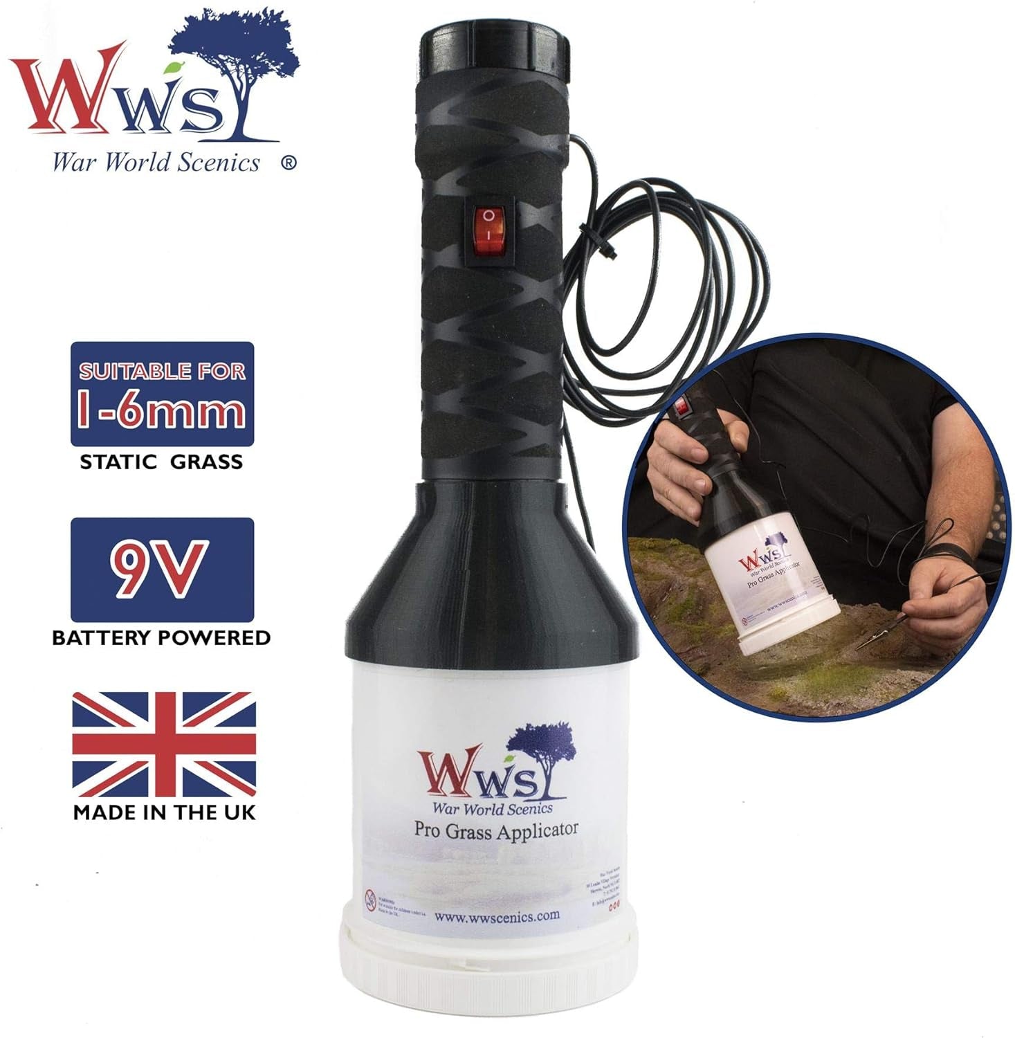 War World Scenics Professional Static Grass Applicator for Railway Modelling, Diorama, Wargaming Terrain Scenery, and Landscaping in Various Gauge Scales