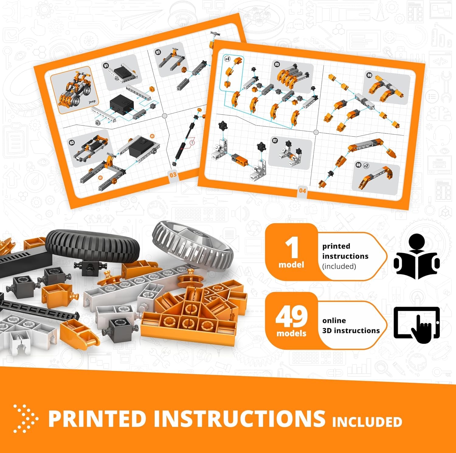 Engino Inventor STEM Educational Kit: 50 Motorized Models for Children Aged 7 and Up - Engineering and Building Project Set for Boys and Girls