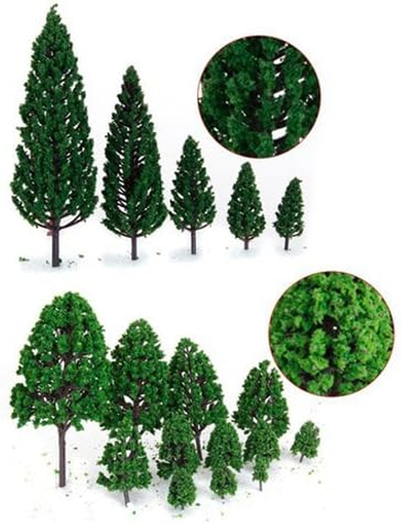 Mixed Model Trees Set, 29 Pieces, 1.5-6 Inches (4-16 Cm), HO Scale Bushes for Dioramas and Model Train Scenery, Plastic Trees without Bases
