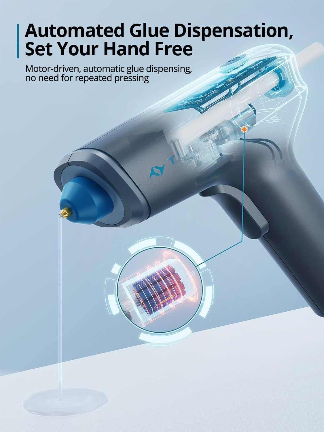 Tilswall Cordless Hot Glue Gun with 20 Glue Sticks, Fast Preheat, Continuous Dispensing, Auto Shut-Off, and USB-C Rechargeable Battery for DIY Crafting and Home Repair