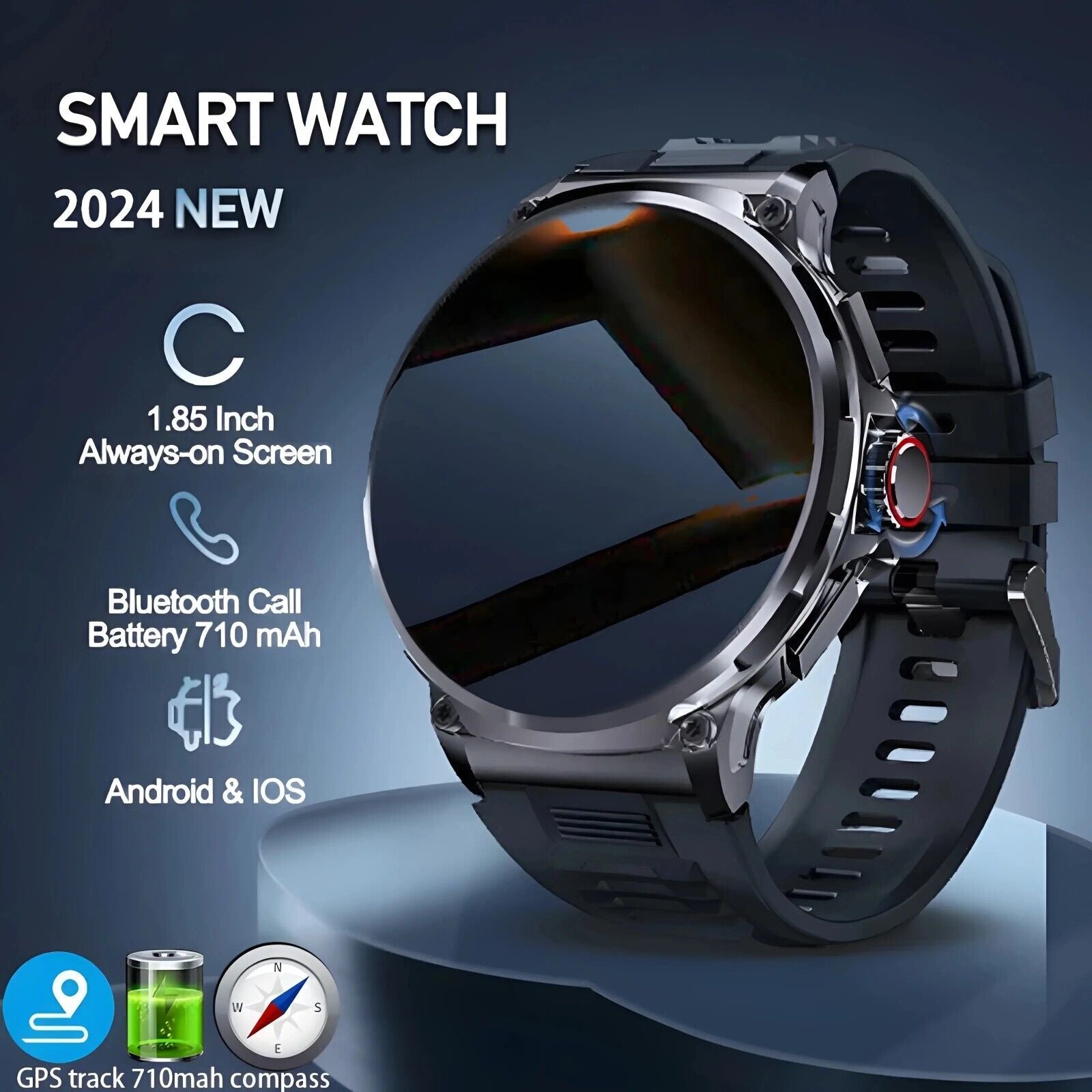 Revolutionary 1.85" Ultra HD Smartwatch - GPS, Bluetooth Calling & Health Monitoring for Fitness Lovers!