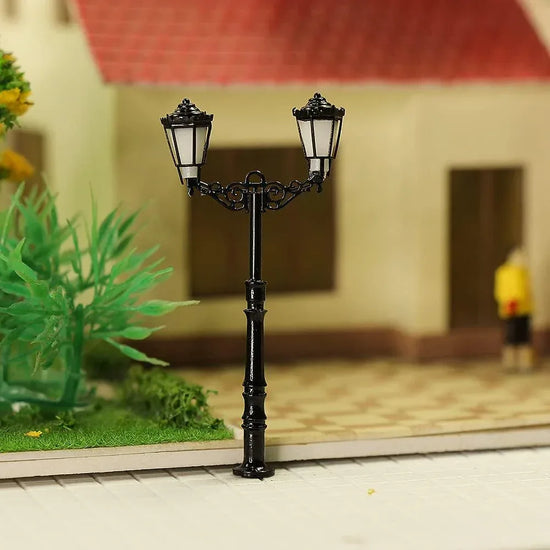 BYMRR Train Store N Scale LED Street Light Set with three realistic street lights for enhanced model railroad realism.