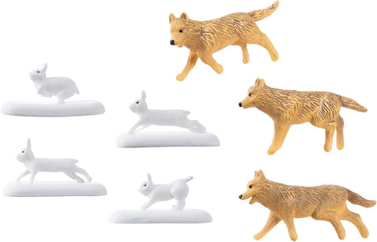 Warner Brothers The Polar Express miniature animal pack with wolves and rabbits, model train accessory by BYMRR Train Store