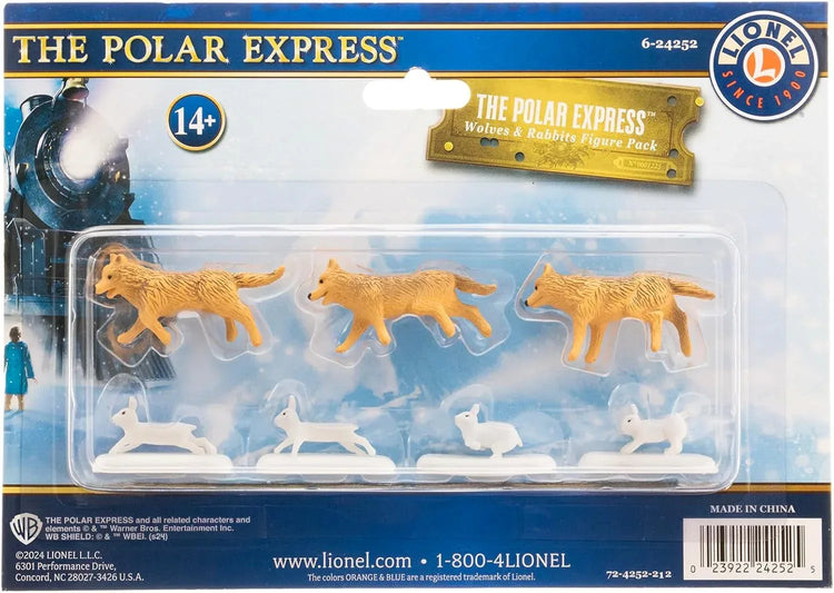 Warner Brothers The Polar Express miniature animal pack features wolves and rabbits for model train scenery by BYMRR Train Store.