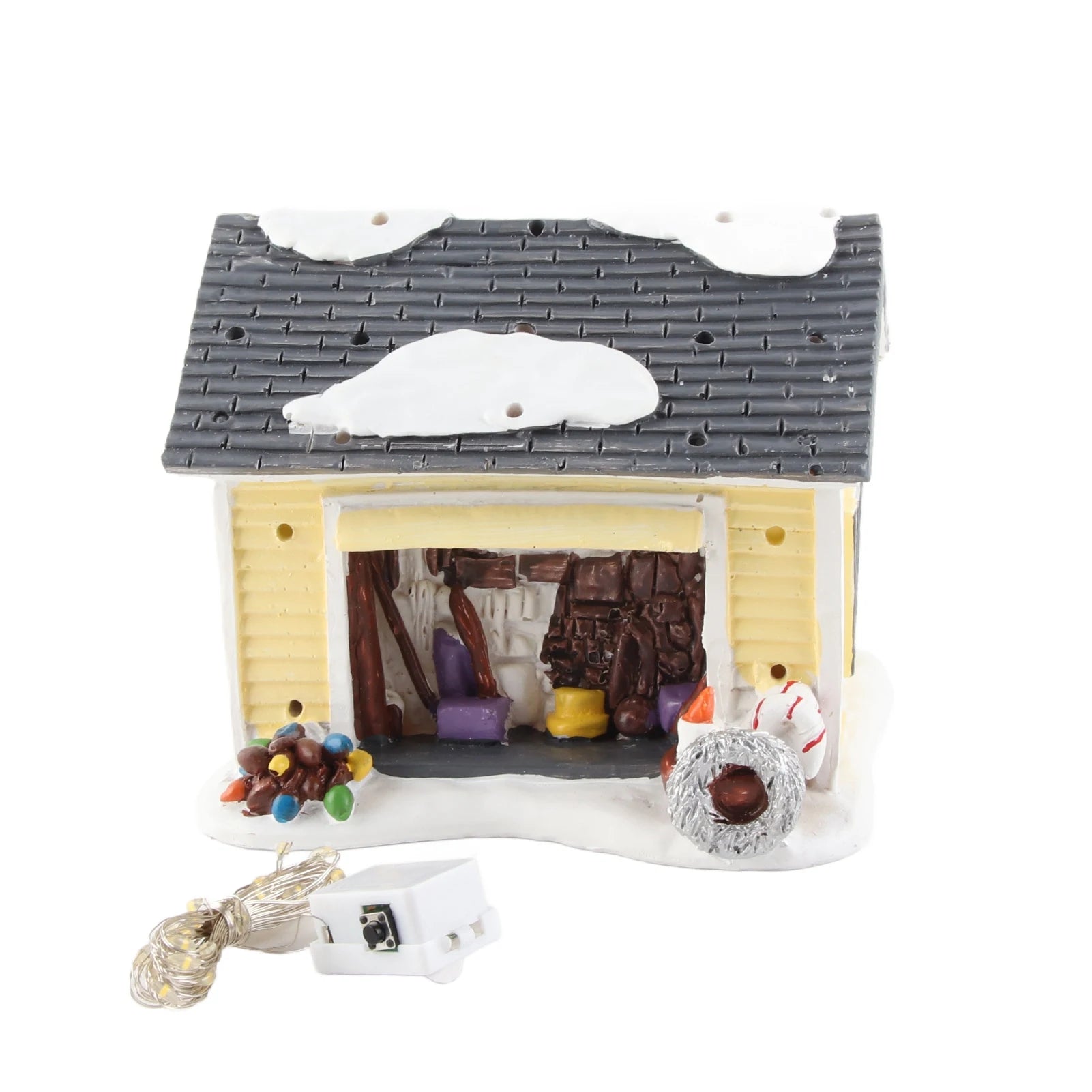 Hand-Painted Resin Lighted Christmas Village House with Vibrant Colors for Office Decor