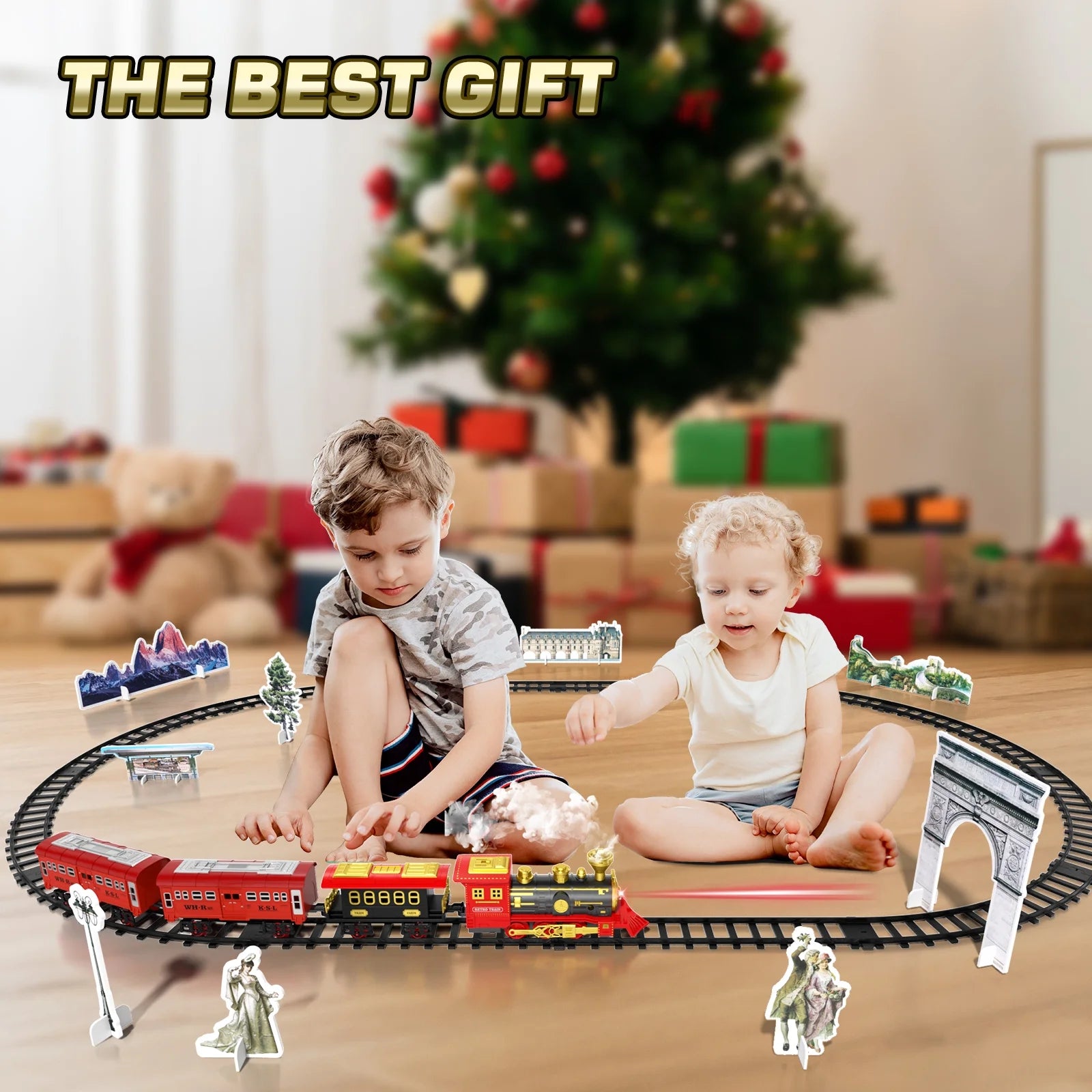 Ultimate Rechargeable Steam Train Set with Tracks, Lights, Sound & Smoke - The Perfect Gift for Kids Aged 2-8!