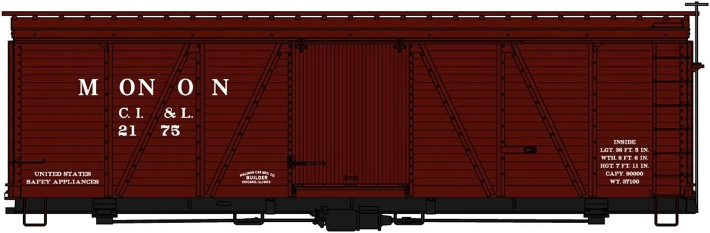 1187 Series 36-Foot Fowler Wood Boxcars - Monon (1923 Lettering)