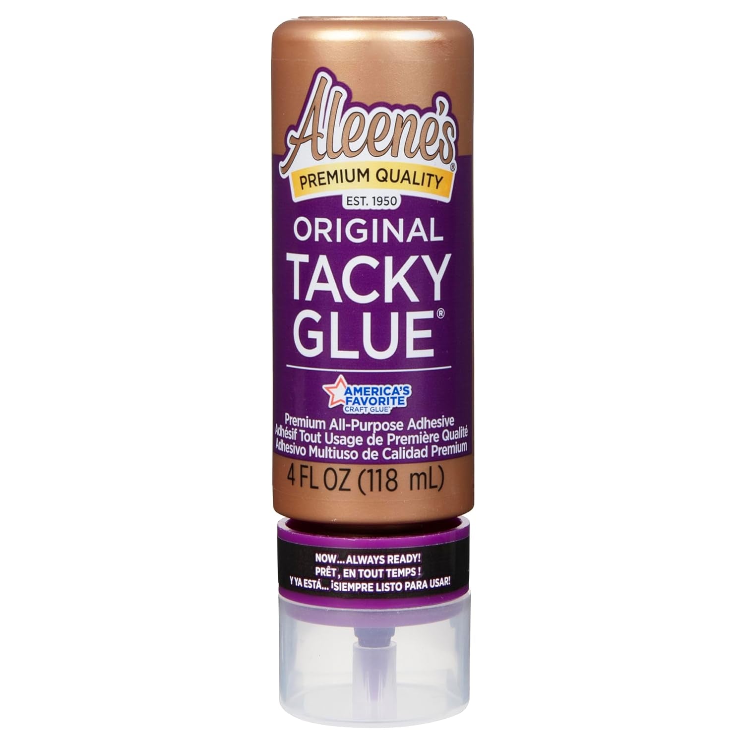 Aleene's Original Tacky Glue for Crafts, Nontoxic, Dries Clear, 4 Fl Oz Always Ready Bottle