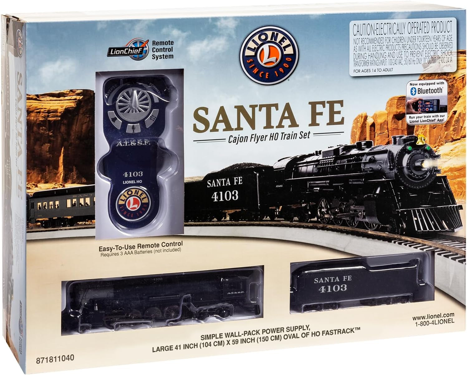 Lionel Santa Fe Cajon Flyer 2-8-4 HO Gauge Model Train Set with Bluetooth and Remote Control