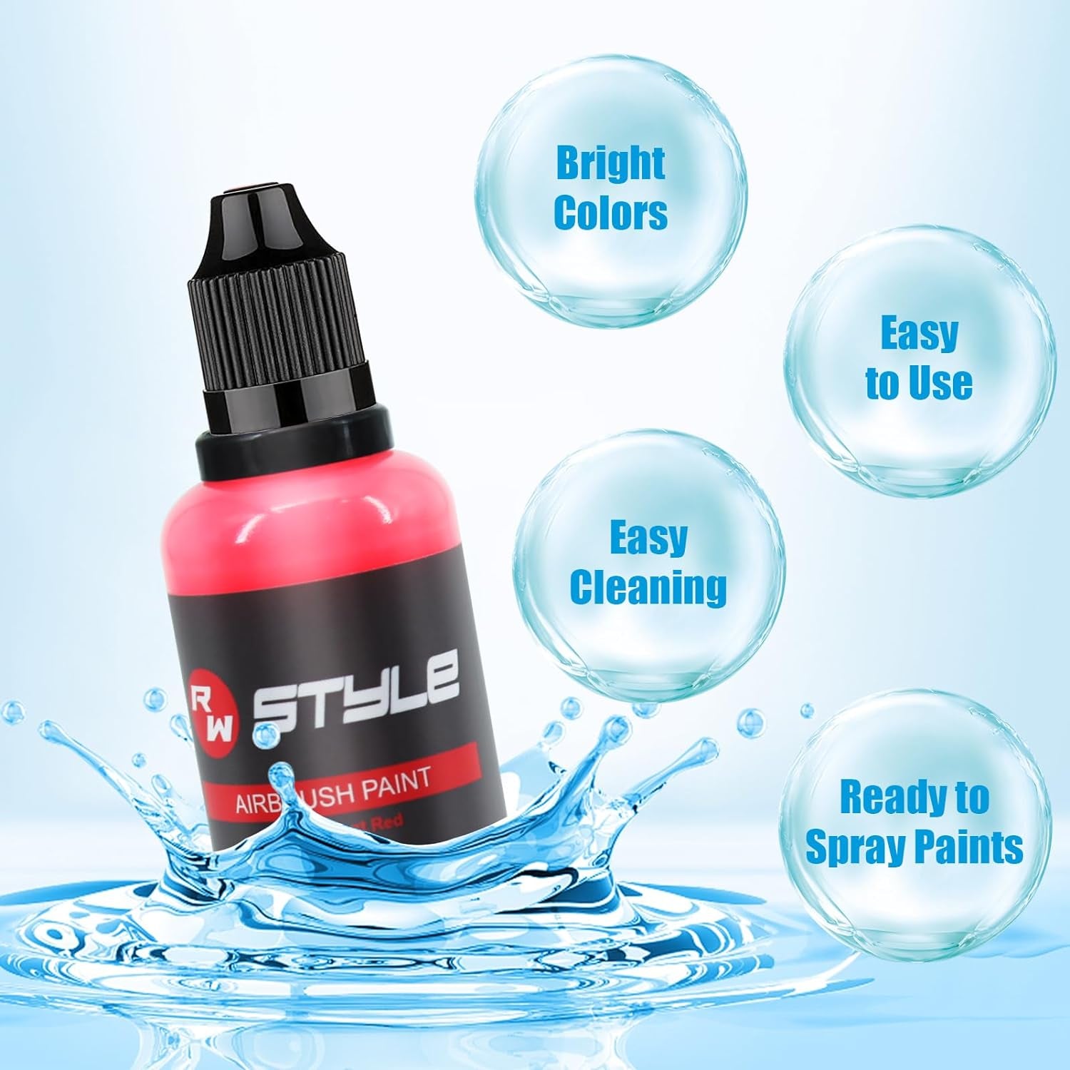 48-Color Airbrush Paint Set - 1 Fl Oz Opaque and Brilliant Water-Based Acrylic Paint for Leather and Shoe Art, Ideal for Artists, Beginners, and Hobbyists