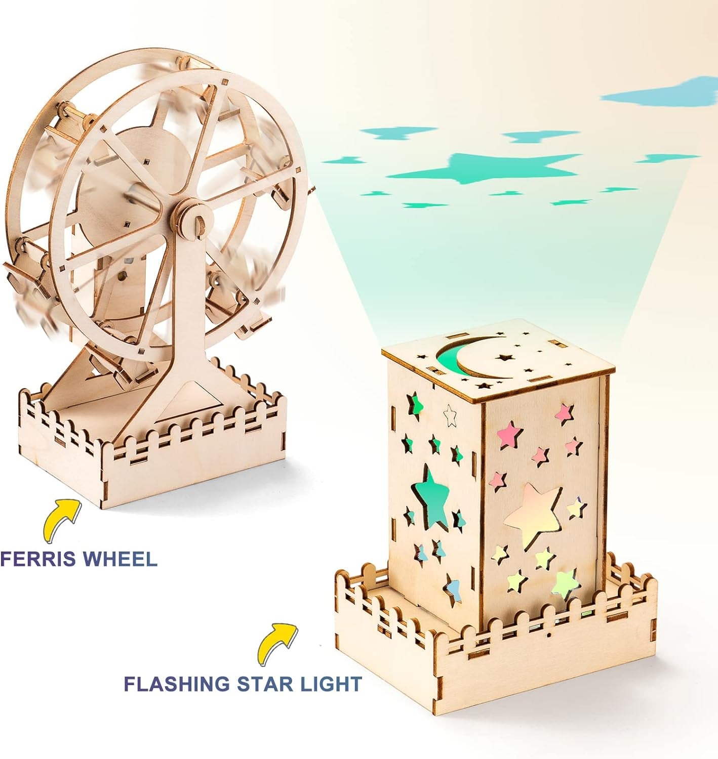 Yutin 5-Pack Individual STEM Science Kits for Children, Wood Arts and Crafts Kits, Educational STEM Toys for Ages 8-14, 3D Puzzles and Building Engineering Model Set