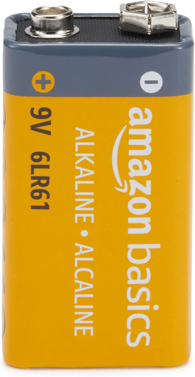 Amazon Basics 8-Pack 9V Alkaline Batteries, 5-Year Shelf Life - for Smoke/Co Detector, Electronics & Audio
