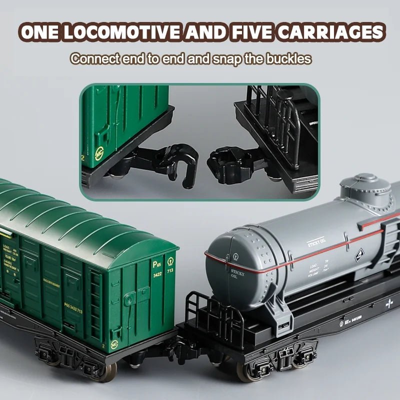 Christmas Train Set Electric Train Toy Set for Boys Locomotive Engine with Sounds Light Rechargeable Classical Steam Cargo Cars Tracks for Kids Christmas Decorations Indoor Toddlers Xmas Gift - BYMRR Train Store