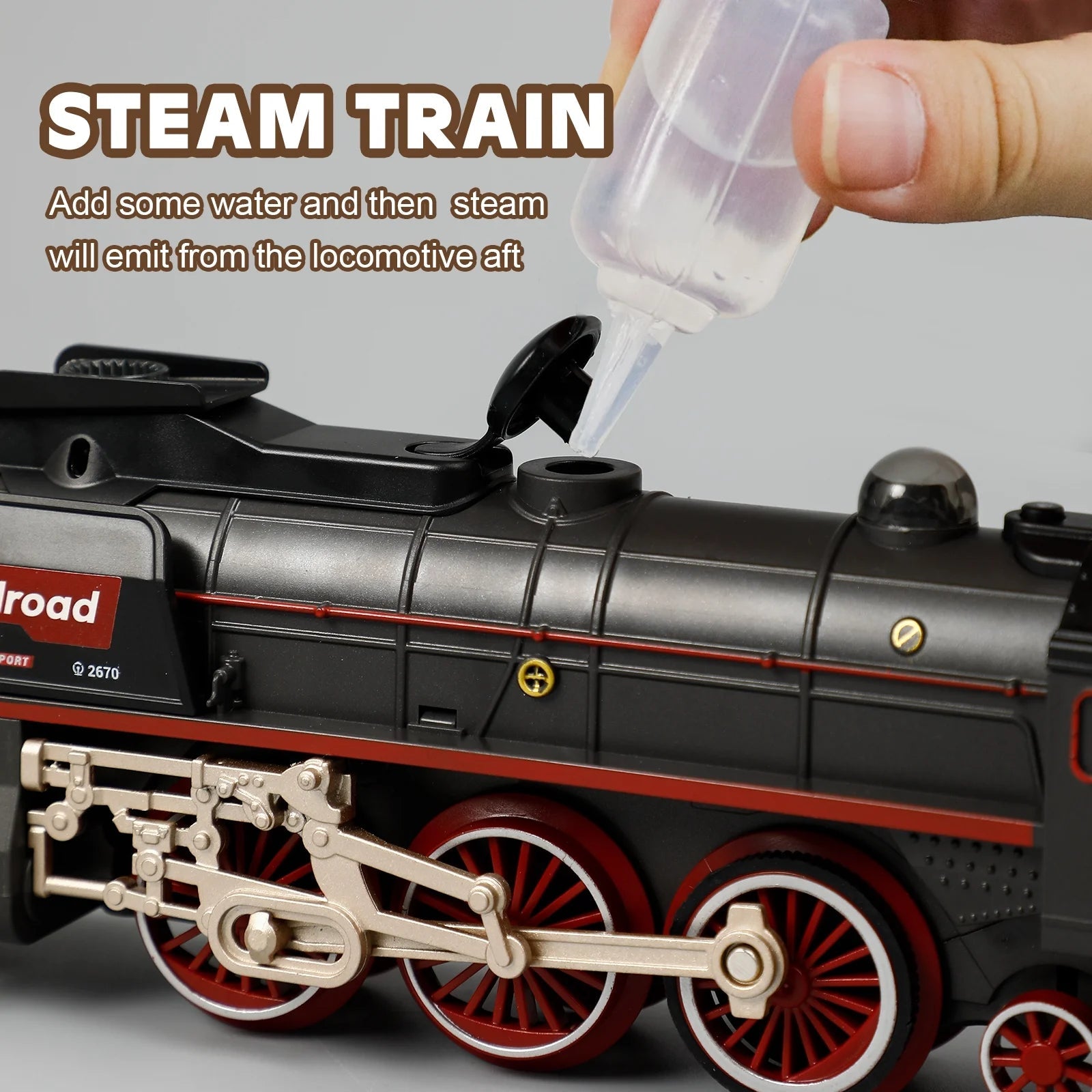 Christmas Train Set Electric Train Toy Set for Boys Locomotive Engine with Sounds Light Rechargeable Classical Steam Cargo Cars Tracks for Kids Christmas Decorations Indoor Toddlers Xmas Gift - BYMRR Train Store