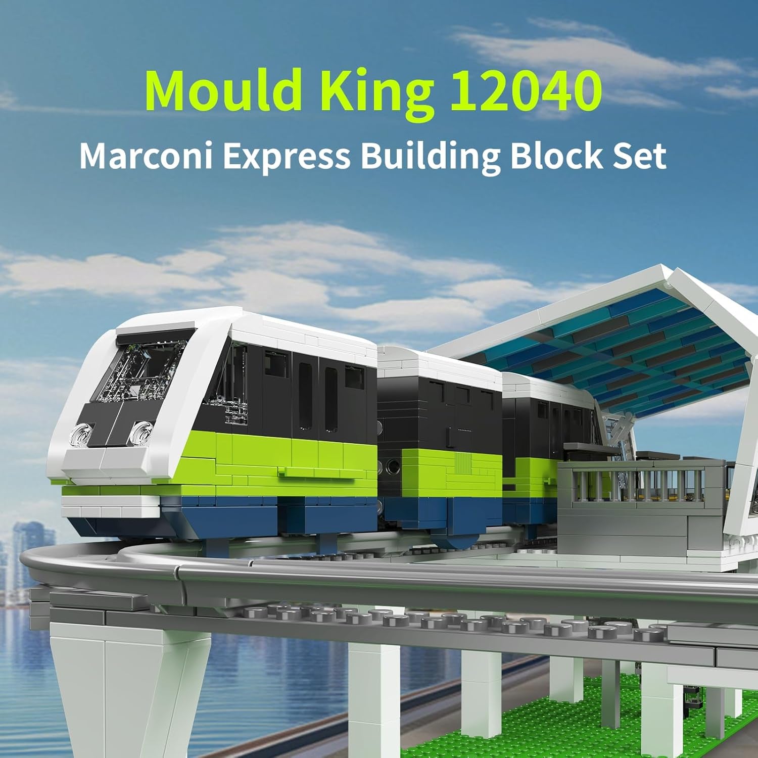 Mould King 12040 Express Train Model Kit - 1,957+ Piece App/Remote Controlled Locomotive Building Set with Track - Construction Toy for Collectors and Enthusiasts of All Ages