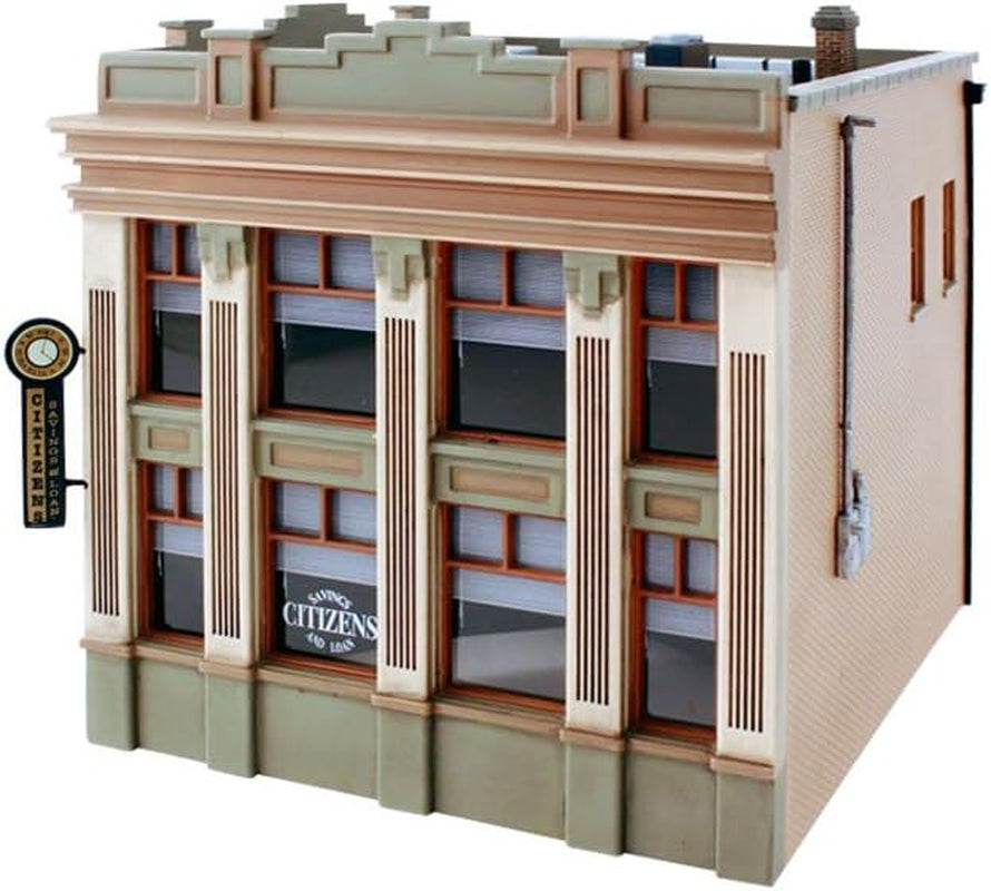 Woodland Scenics Built-N-Ready Citizens Savings & Loan Two-Story Building with Accessories, HO Scale